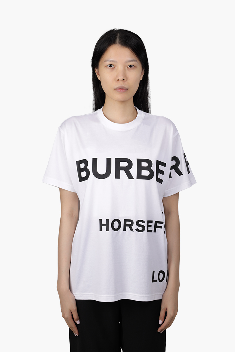 BURBERRY Women Horseferry Print Cotton Oversized T-Shirt in White 0