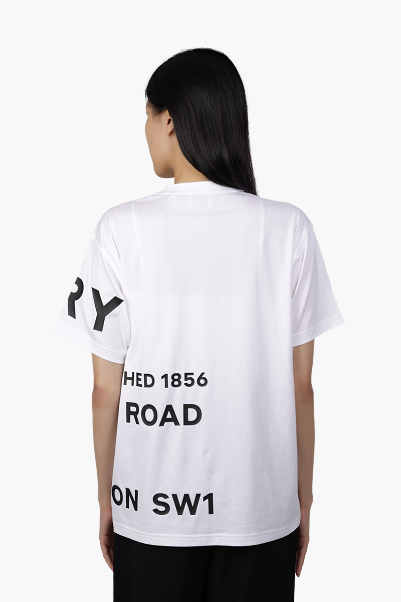 BURBERRY Women Horseferry Print Cotton Oversized T-Shirt in White 1