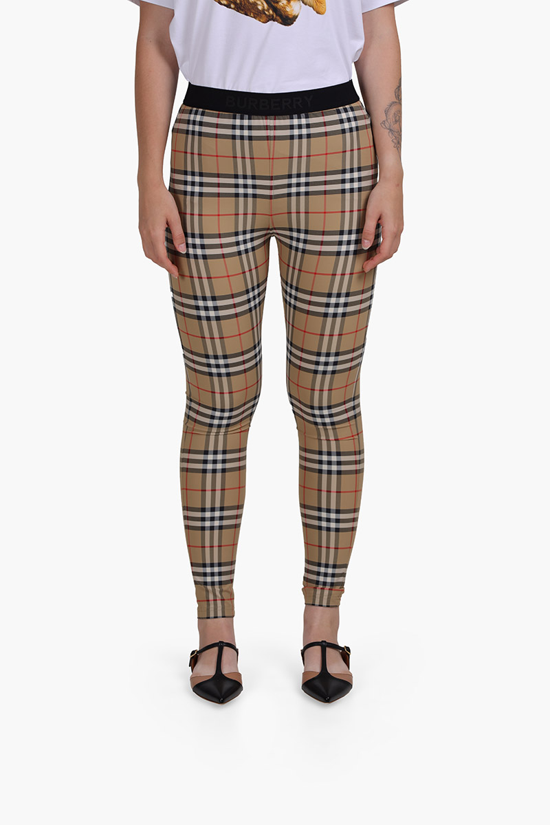 BURBERRY Women Vintage Check Pattern Ankle Length Leggings in Archive Beige 0