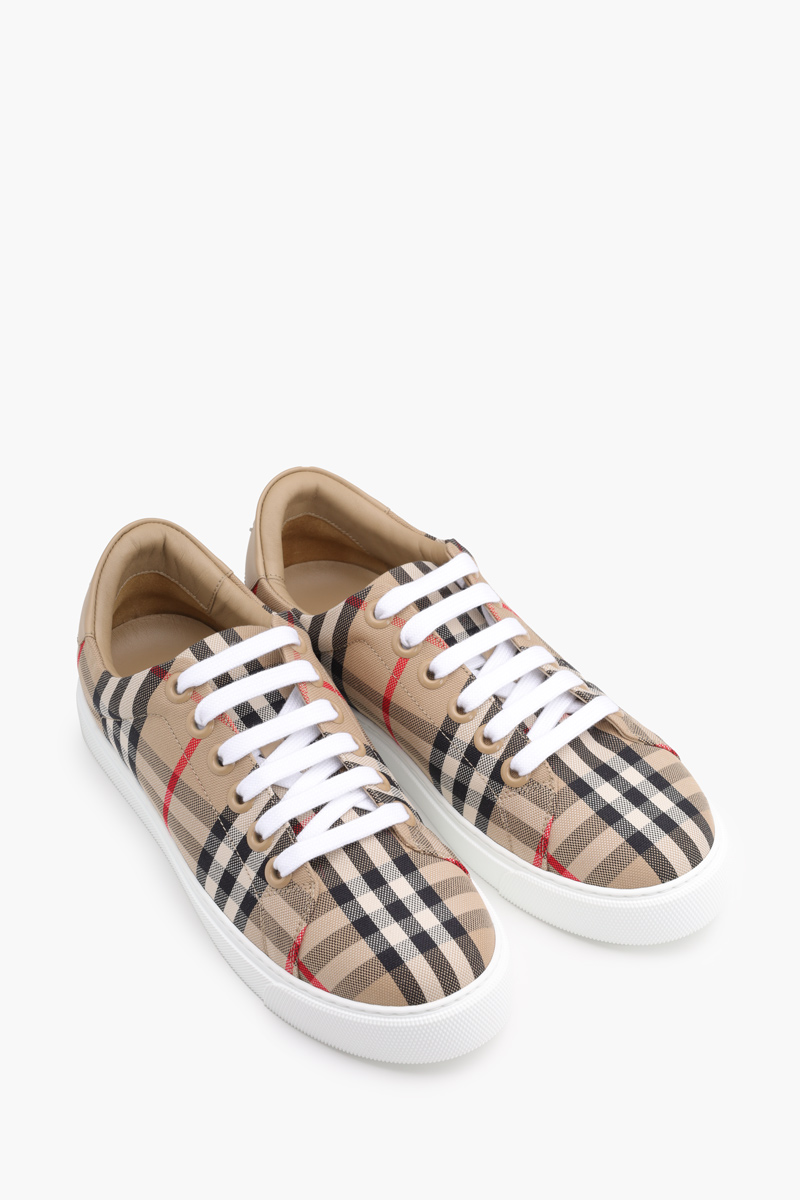 BURBERRY Women Vintage Check Leather Sneakers in Archive Beige 1