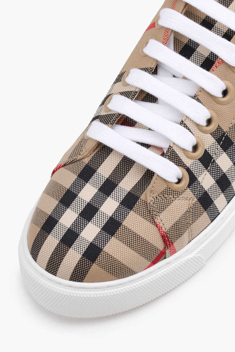 BURBERRY Women Vintage Check Leather Sneakers in Archive Beige 4