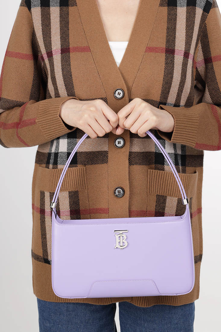 BURBERRY TB Shoulder Bag in Soft Violet Smooth Leather 4