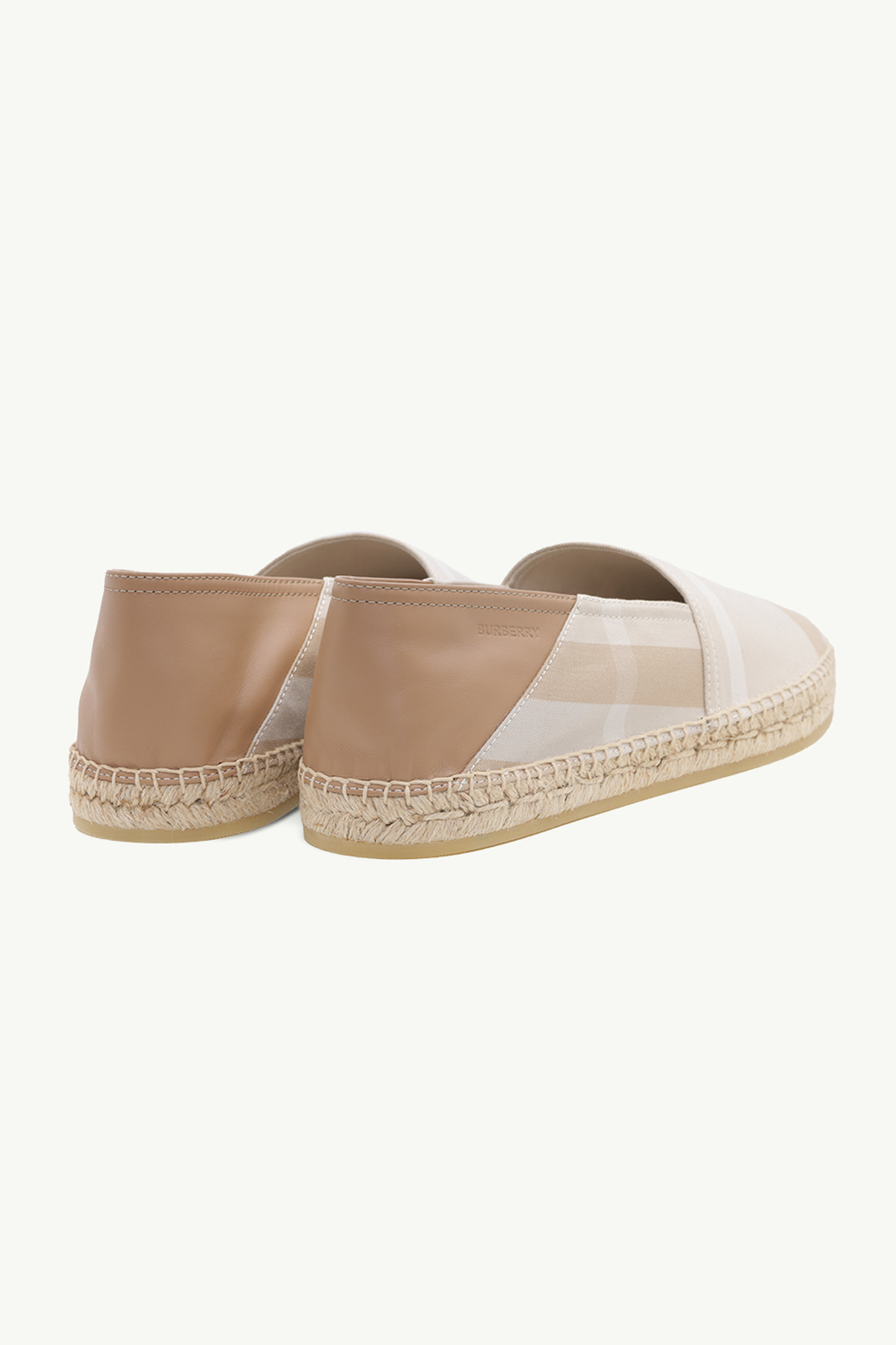 BURBERRY Men Classic Check Espadrilles in Soft Fawn Cotton and Leather 2