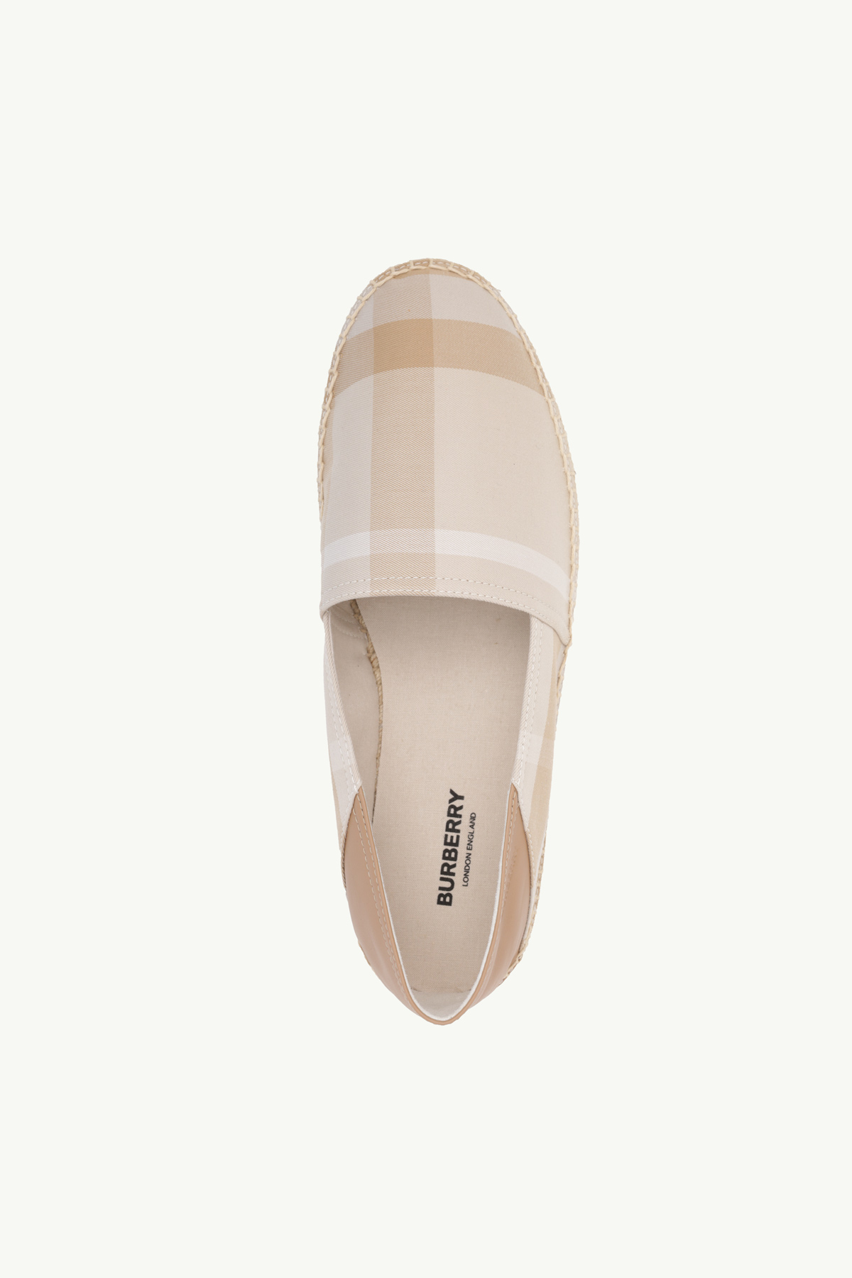 BURBERRY Men Classic Check Espadrilles in Soft Fawn Cotton and Leather 3