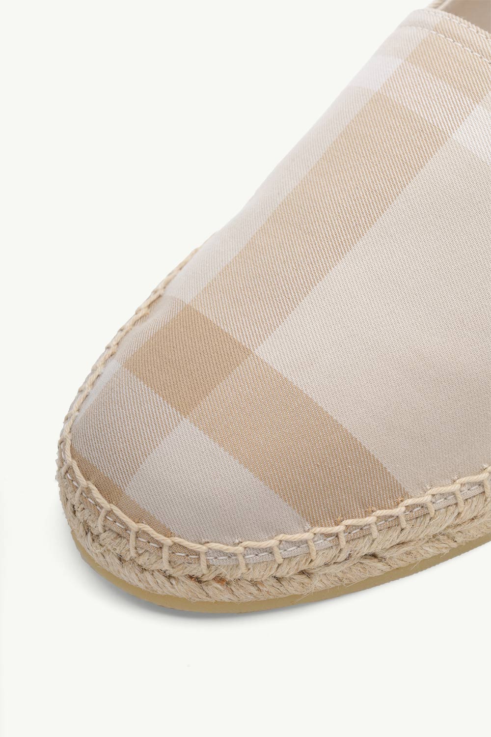 BURBERRY Men Classic Check Espadrilles in Soft Fawn Cotton and Leather 4