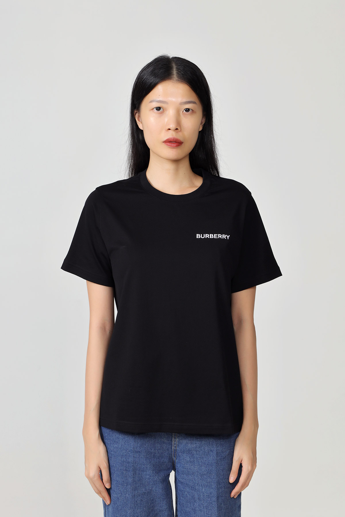 BURBERRY Women Margot Monogram Motif Cotton T-Shirt in Black 1