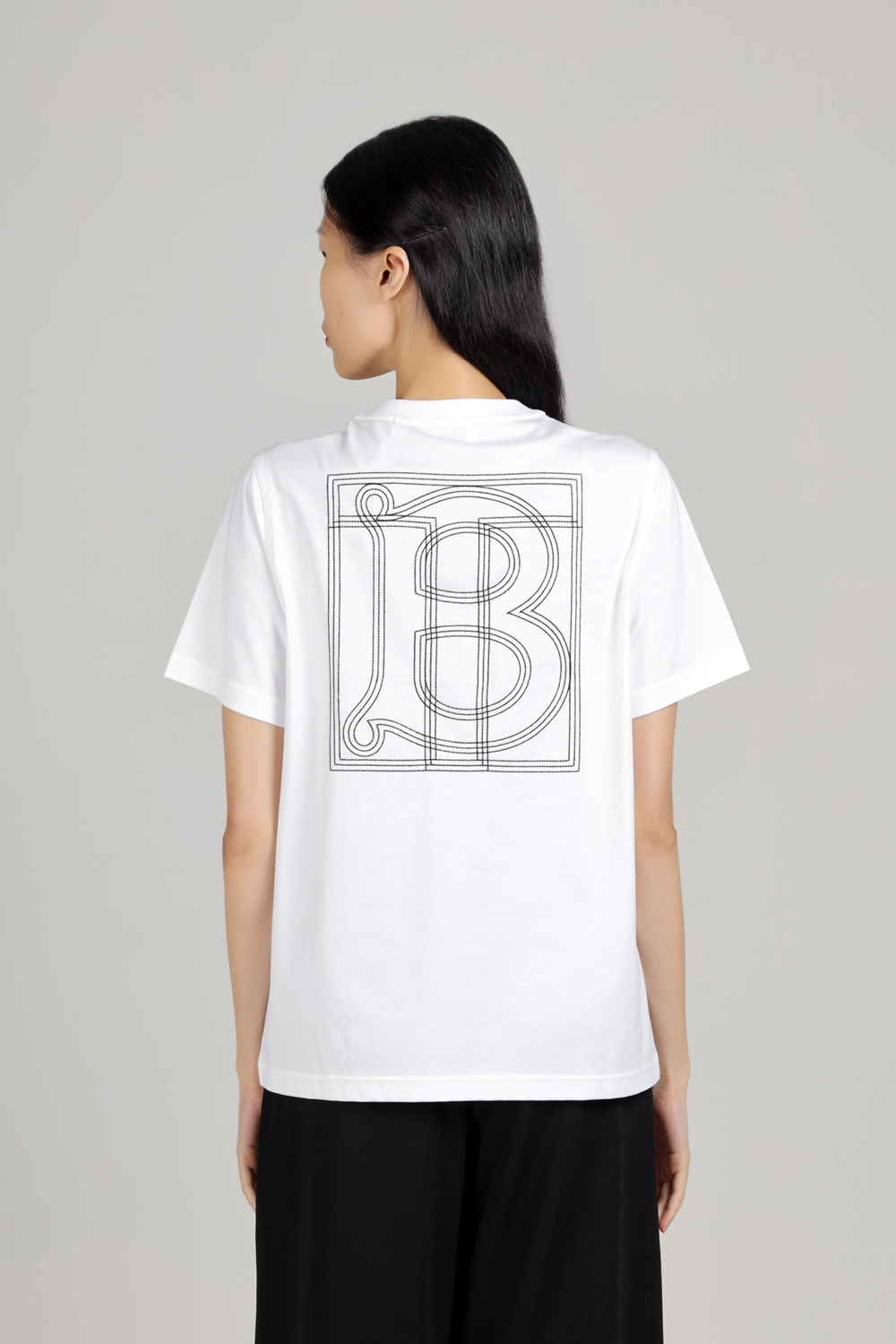 BURBERRY Women Margot Monogram Motif Cotton T-Shirt in White 2