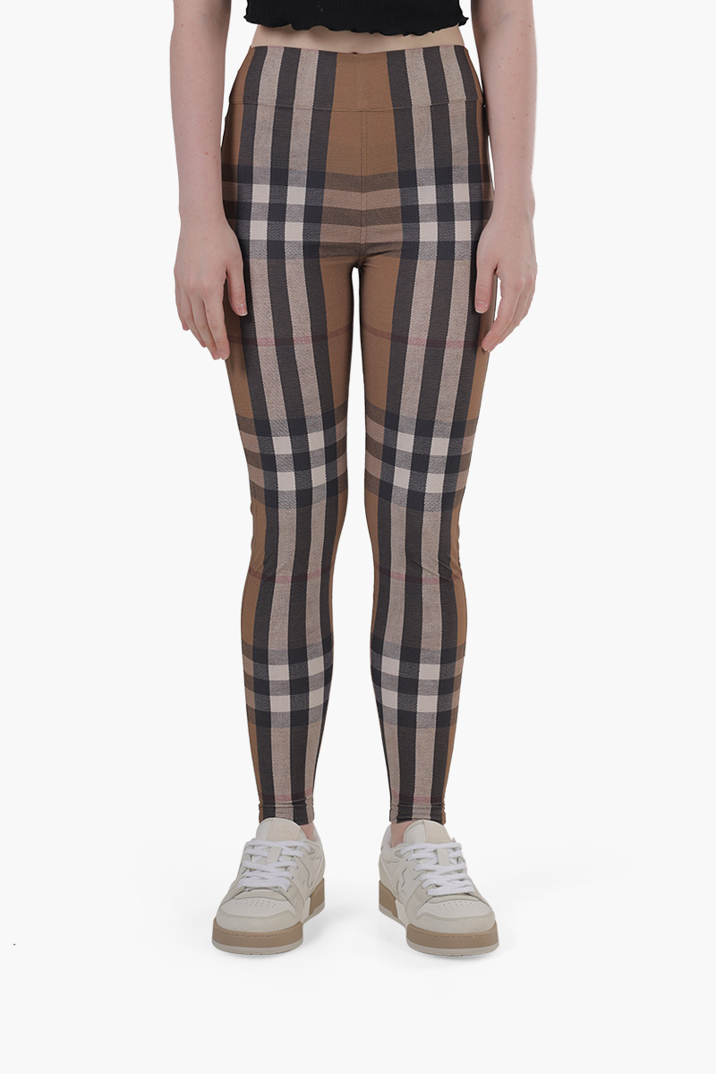 BURBERRY Women Madden Check High-Waisted Leggings in Birch Brown 0