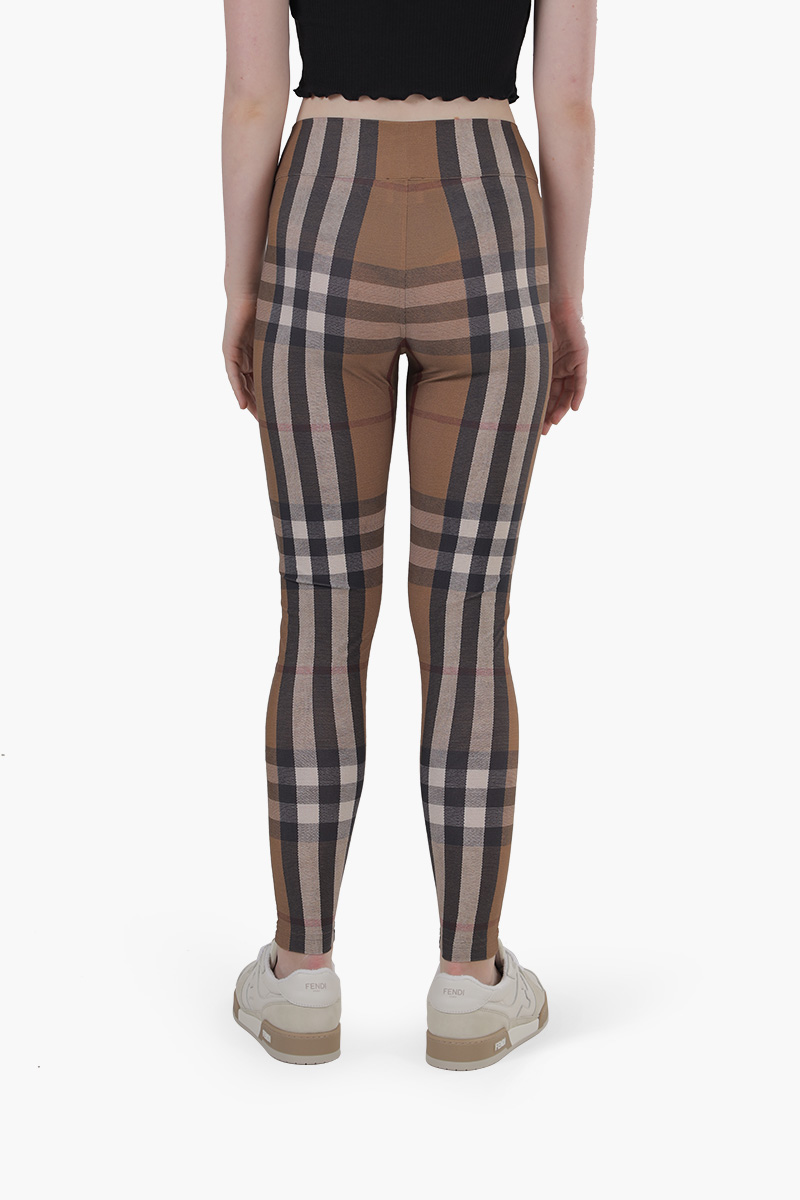 BURBERRY Women Madden Check High-Waisted Leggings in Birch Brown 1