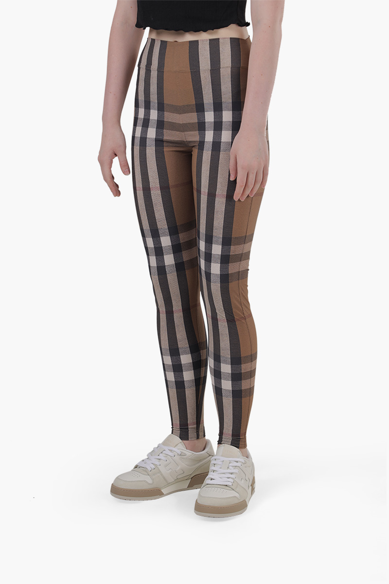 BURBERRY Women Madden Check High-Waisted Leggings in Birch Brown 2