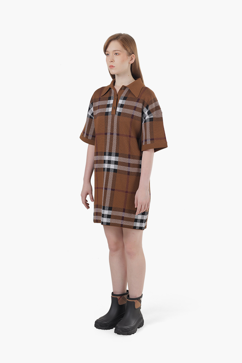 BURBERRY Women Carmella Midi Polo Dress in Dark Birch Brown 2