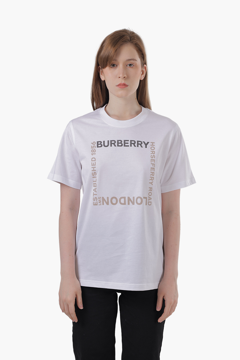 BURBERRY Women Horseferry Square Print Cotton T-Shirt in White 0