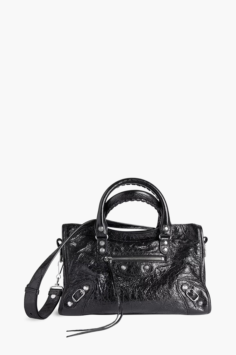 BALENCIAGA Small Le City Bag in Black Arena Lambskin SHW 0