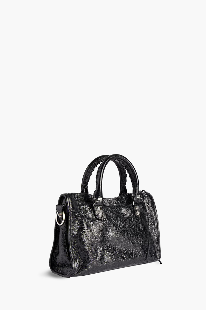 BALENCIAGA Small Le City Bag in Black Arena Lambskin SHW 1