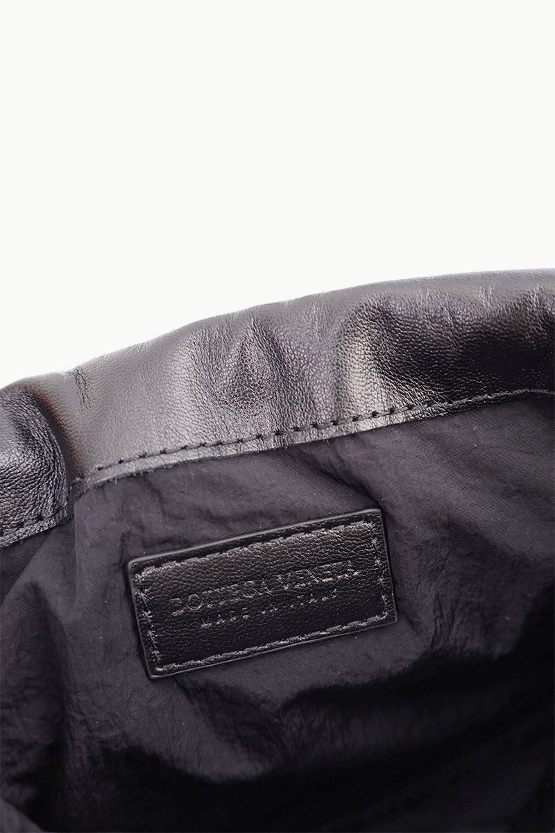 BOTTEGA VENETA Small Intrecciato Dustbag Drawstring Bag in Black Calfskin Leather 3