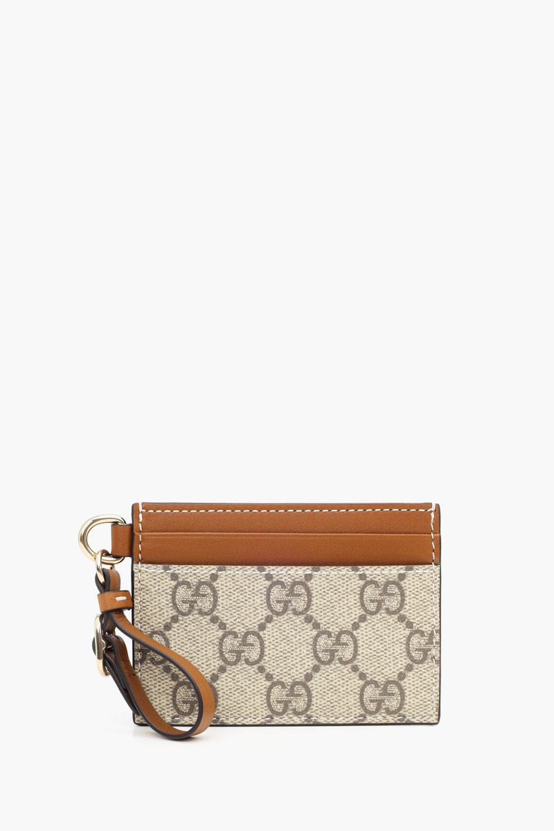 GUCCI GG Monogram Emblem Crossbody Card Holder in Beige/Brown 0