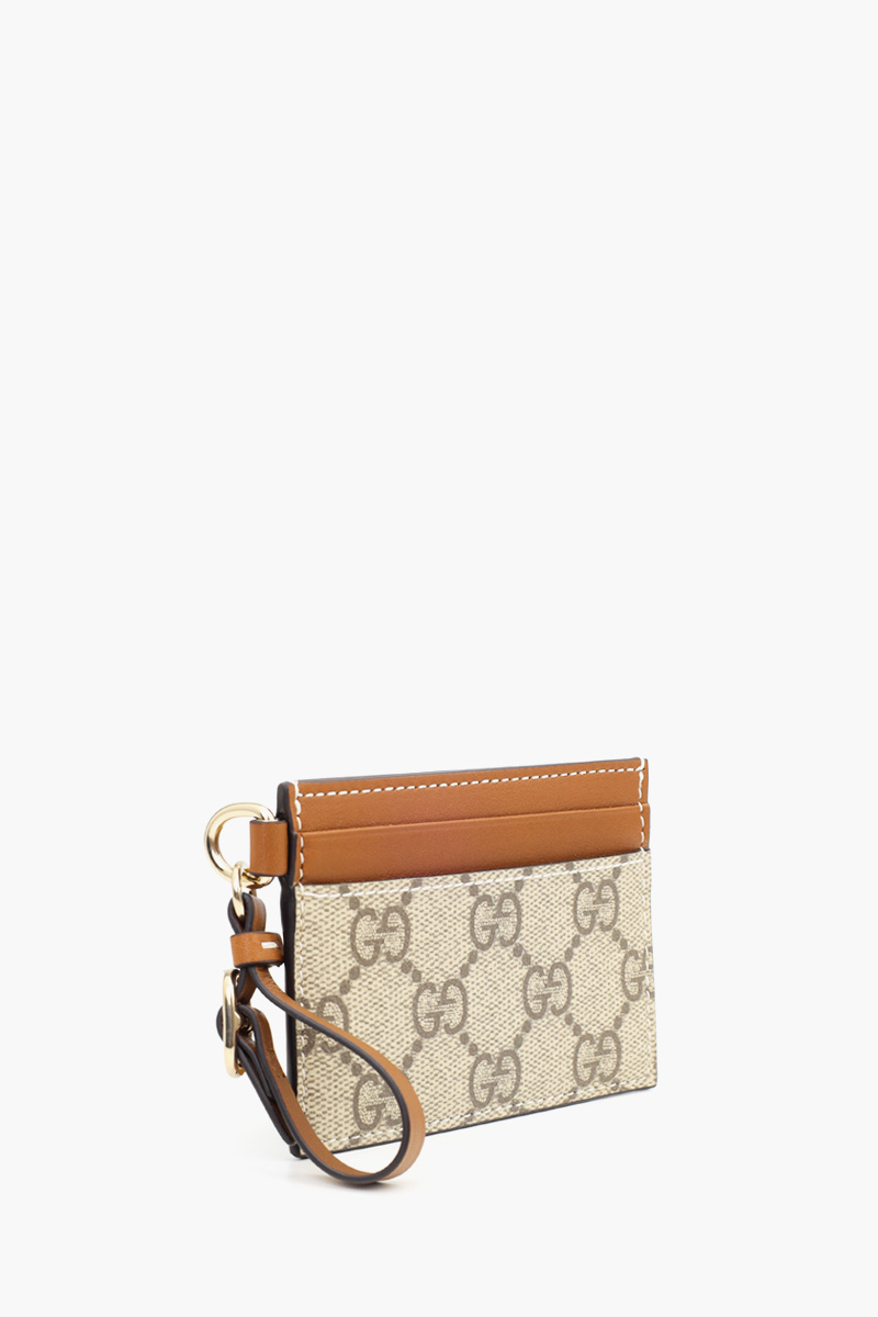 GUCCI GG Monogram Emblem Crossbody Card Holder in Beige/Brown 1