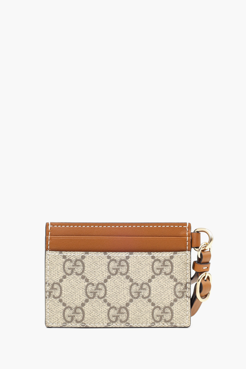 GUCCI GG Monogram Emblem Crossbody Card Holder in Beige/Brown 2