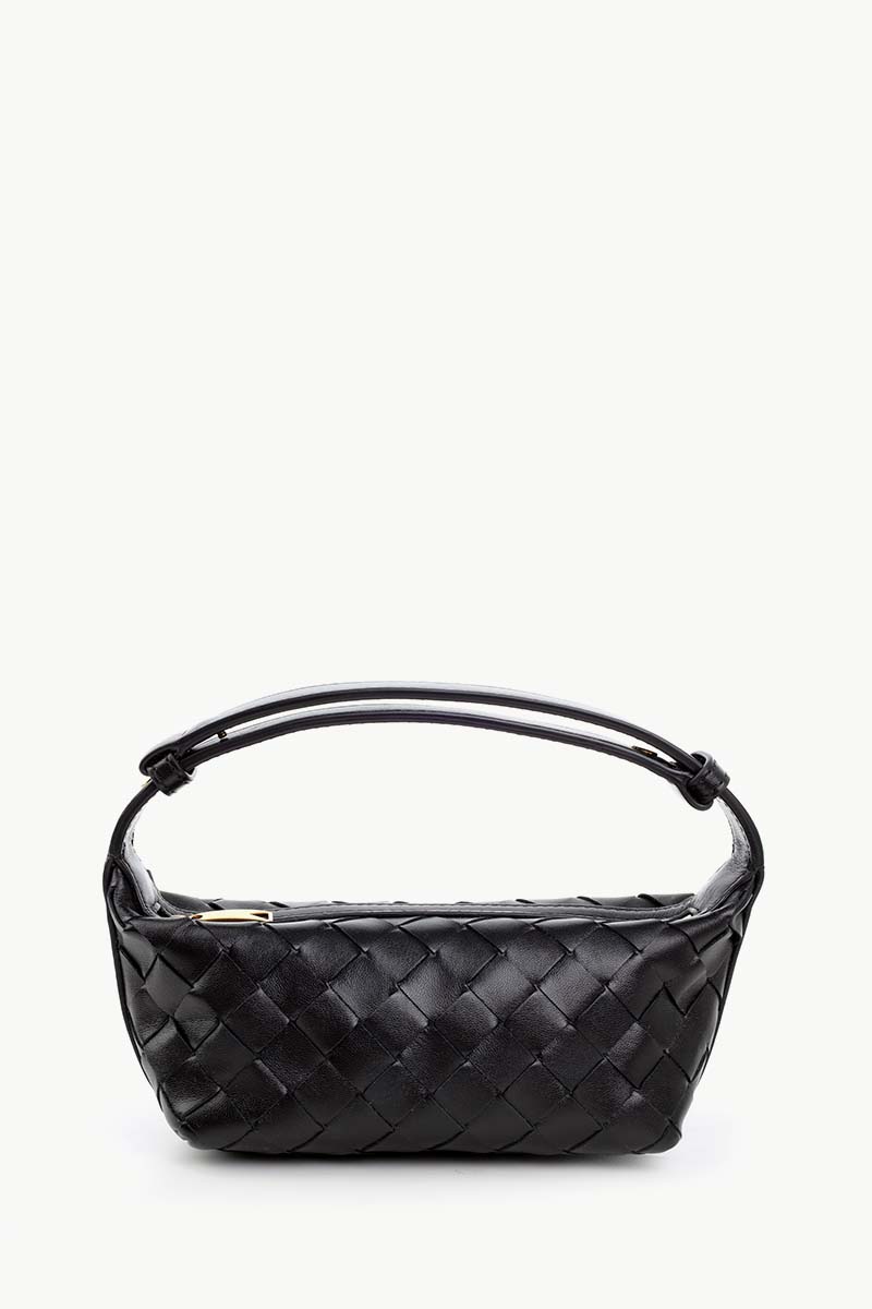 BOTTEGA VENETA Wallace Town Intrecciato Pouch Shoulder Bag in Black GHW Leather 0