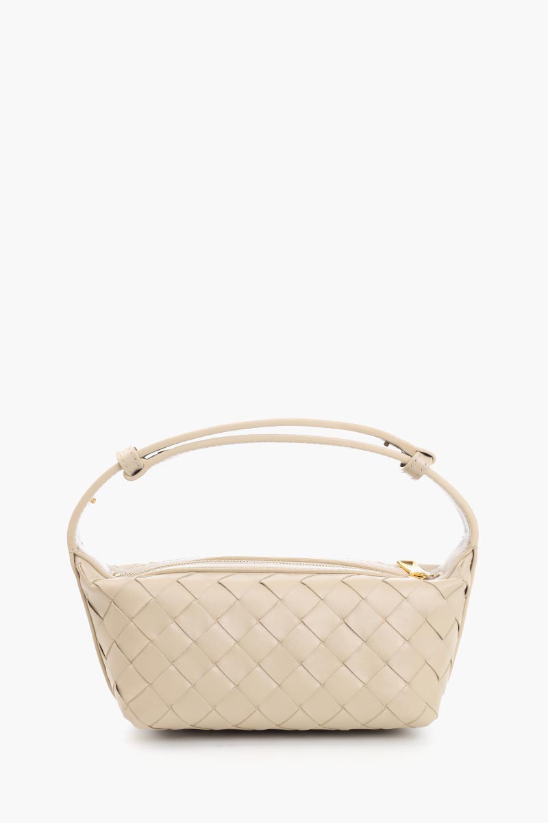 BOTTEGA VENETA Wallace Town Intrecciato Pouch Shoulder Bag in Ecru GHW Leather 0