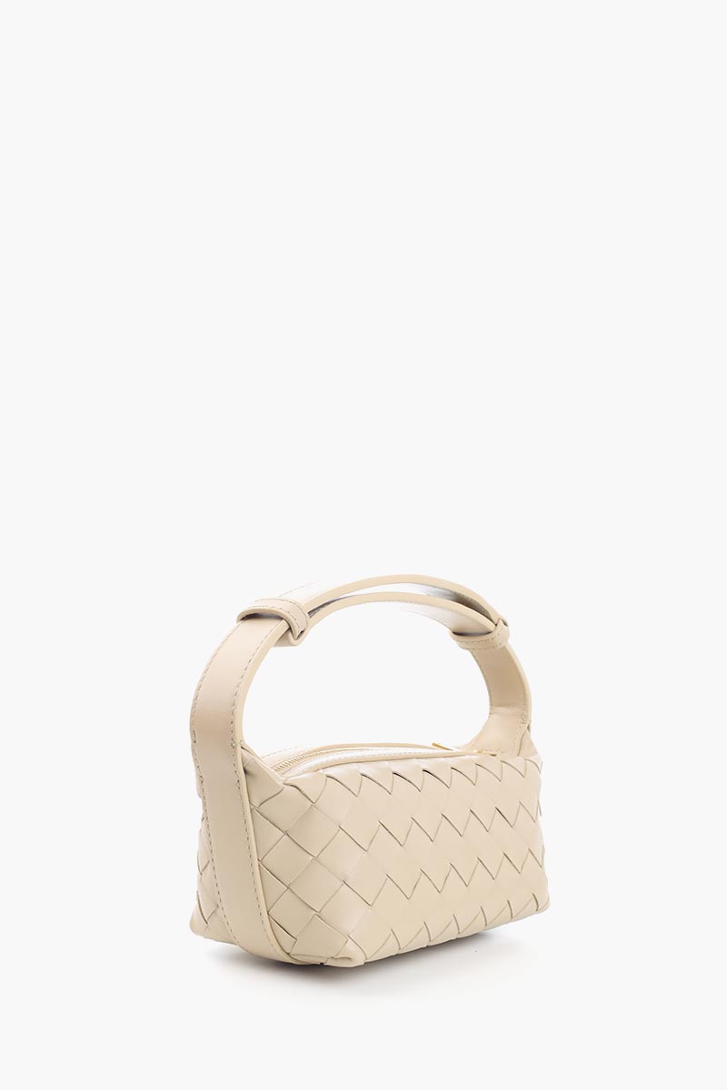 BOTTEGA VENETA Wallace Town Intrecciato Pouch Shoulder Bag in Ecru GHW Leather 1