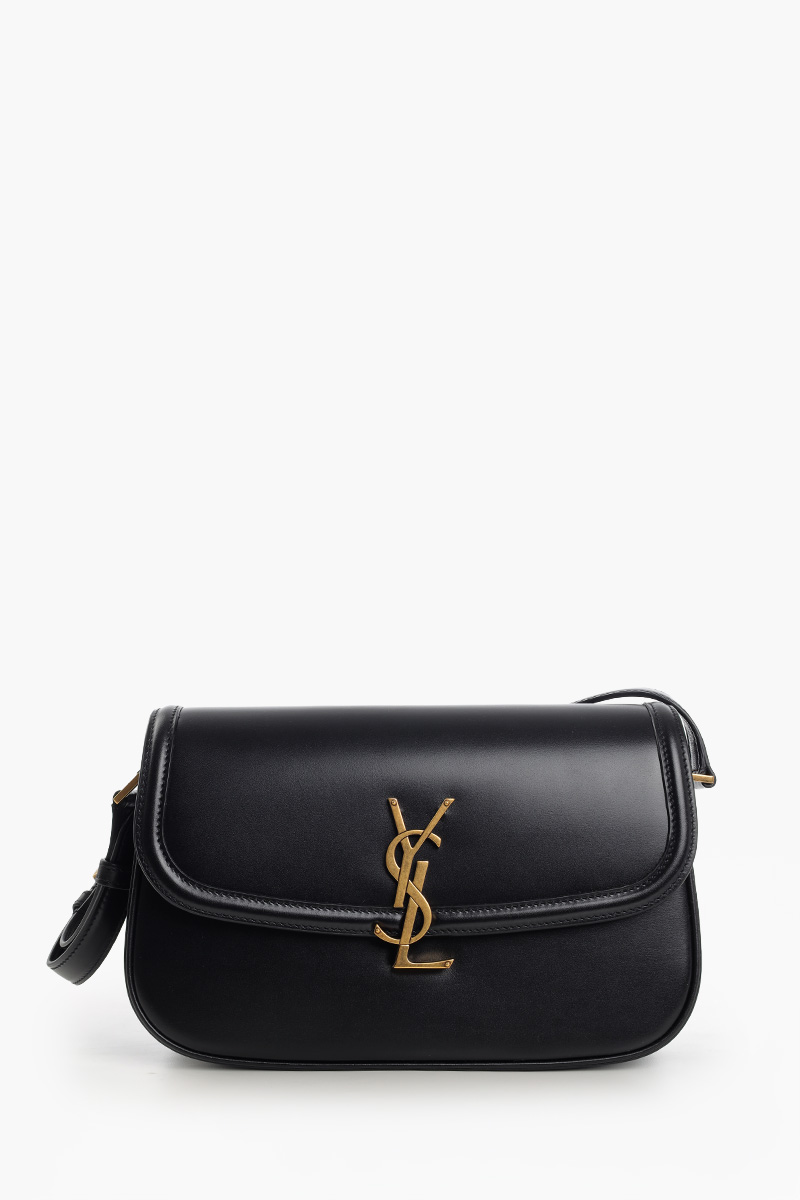 SAINT LAURENT Small Solferino Shoulder Bag in Black Box Leather 0