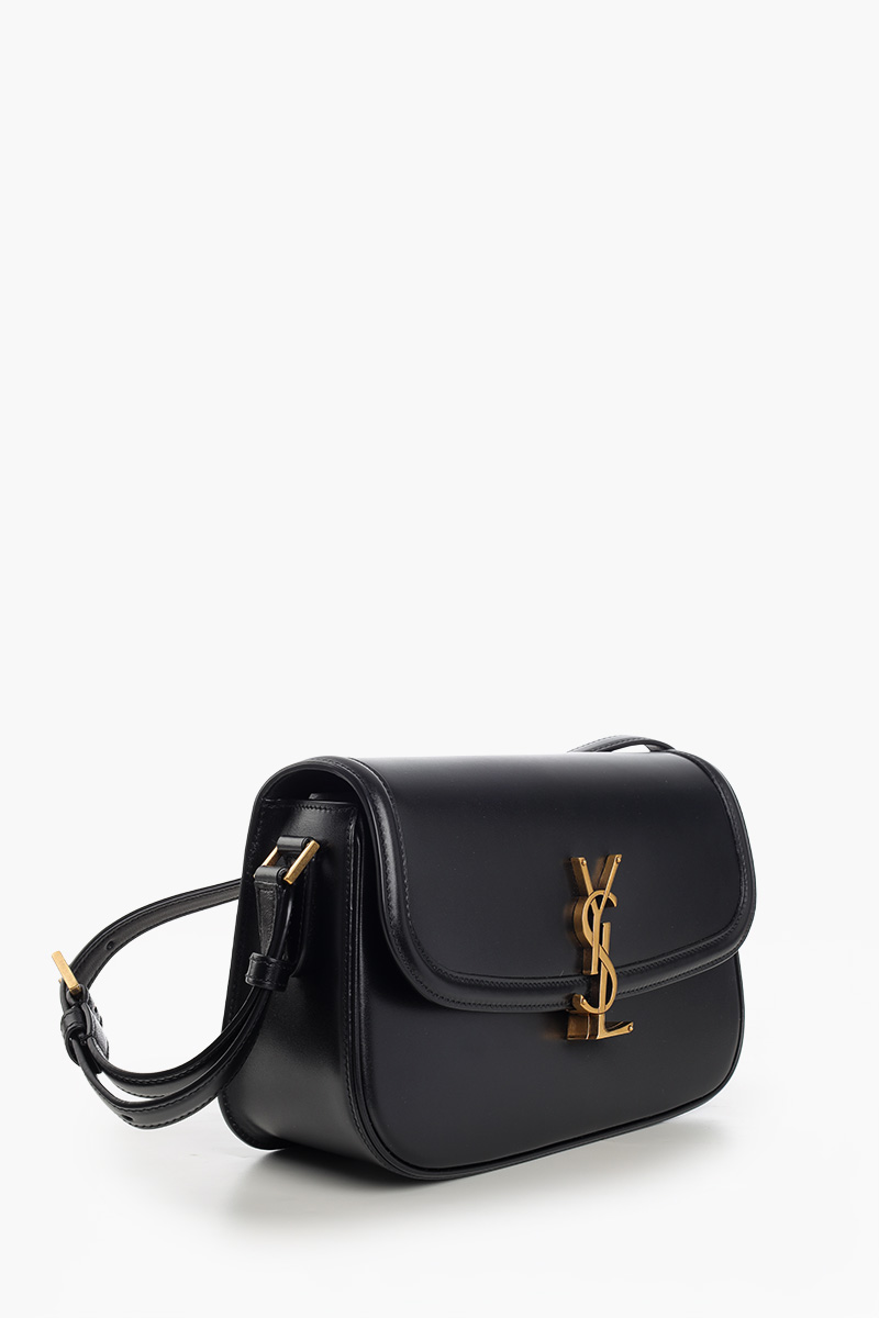SAINT LAURENT Small Solferino Shoulder Bag in Black Box Leather 1