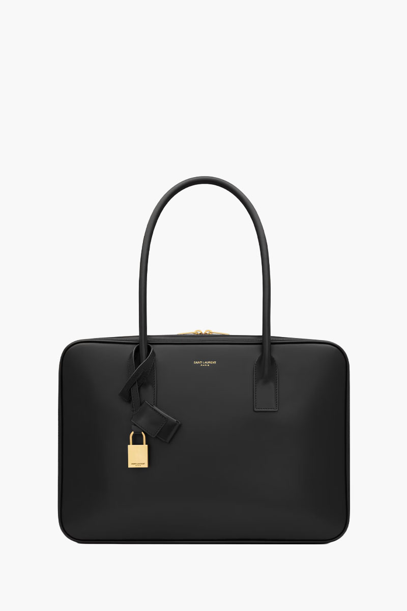 SAINT LAURENT Medium Sac De Jour Bauletto Bag in Black Box Leather Bronze Hardware 0