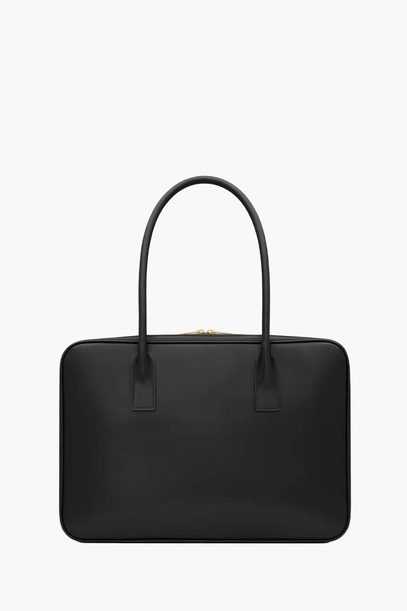 SAINT LAURENT Medium Sac De Jour Bauletto Bag in Black Box Leather Bronze Hardware 2