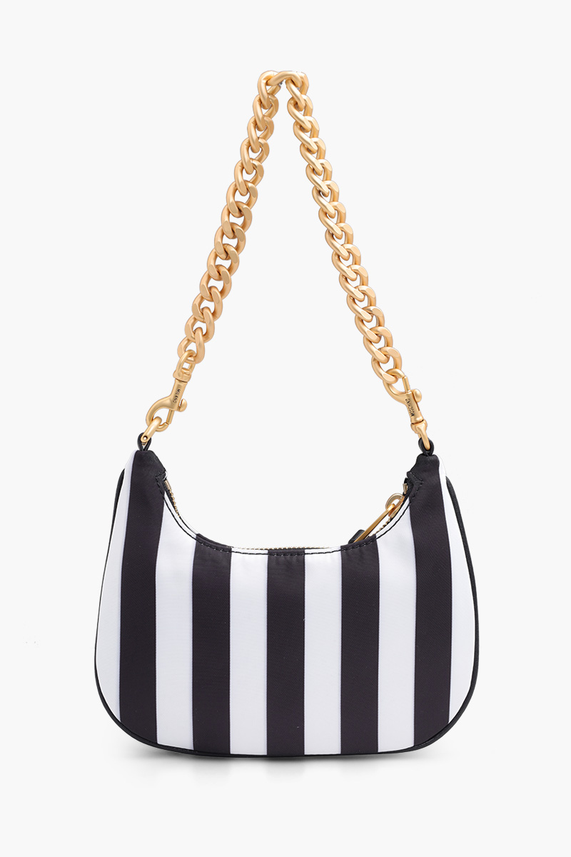 MOSCHINO Small Lettering Logo Hobo Bag in Black/White GHW 1