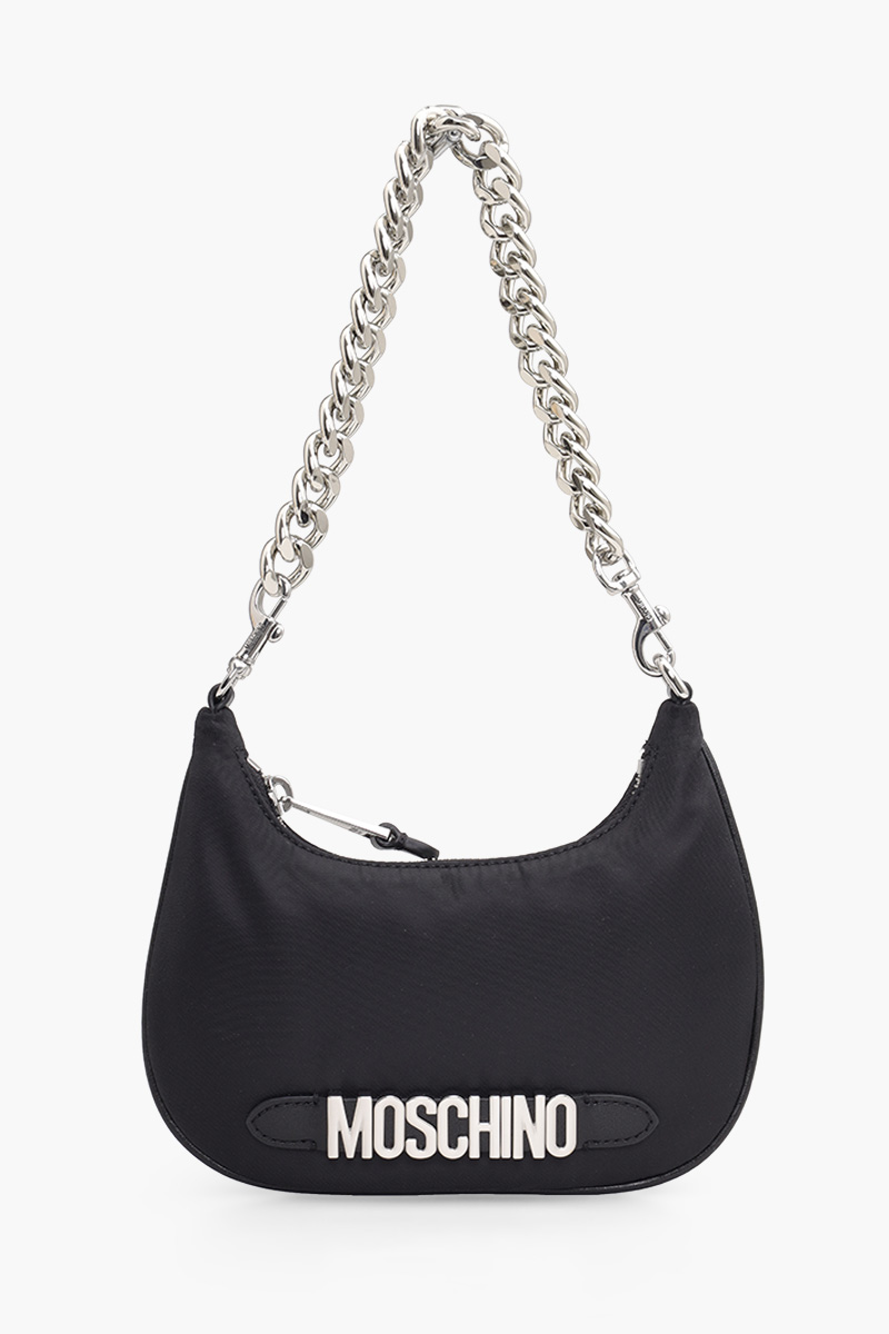 MOSCHINO Small Lettering Logo Hobo Bag in Black SHW 0