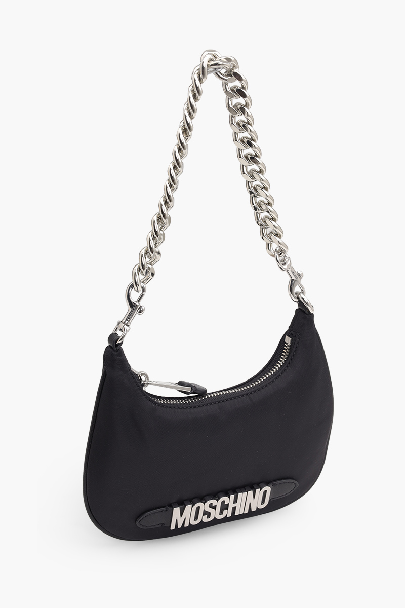 MOSCHINO Small Lettering Logo Hobo Bag in Black SHW 2