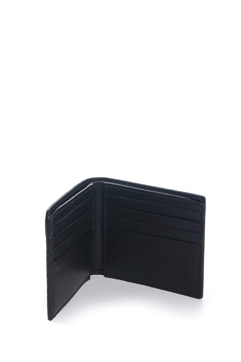 GUCCI GG Emblem Bi-Fold Wallet in Black Leather 2