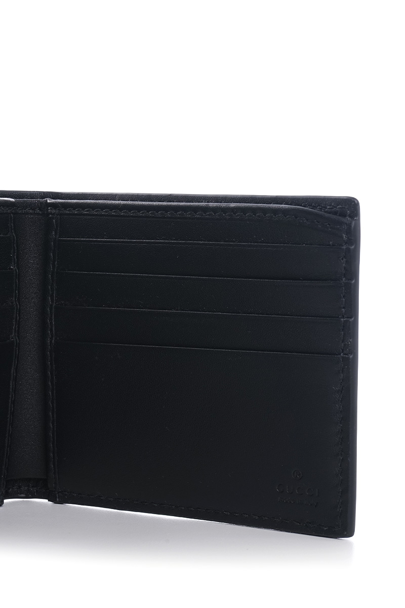 GUCCI GG Emblem Bi-Fold Wallet in Black Leather 3