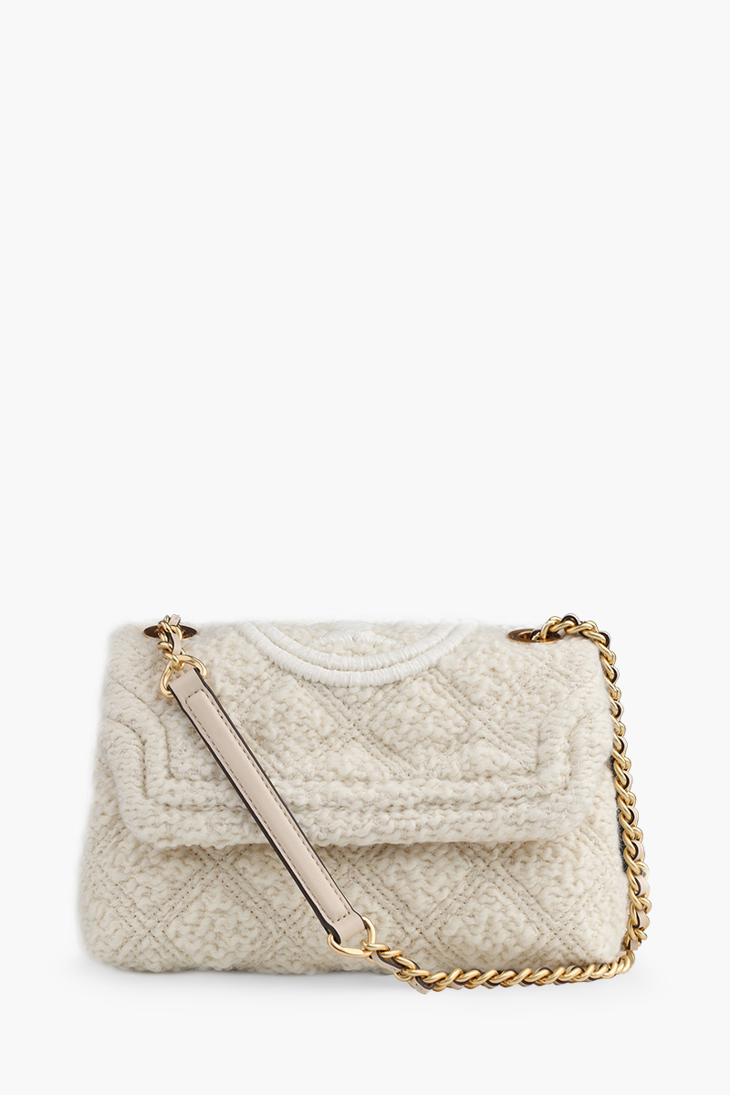 TORY BURCH Small Fleming Soft Convertible Boucle Shoulder Bag in New Cream 0