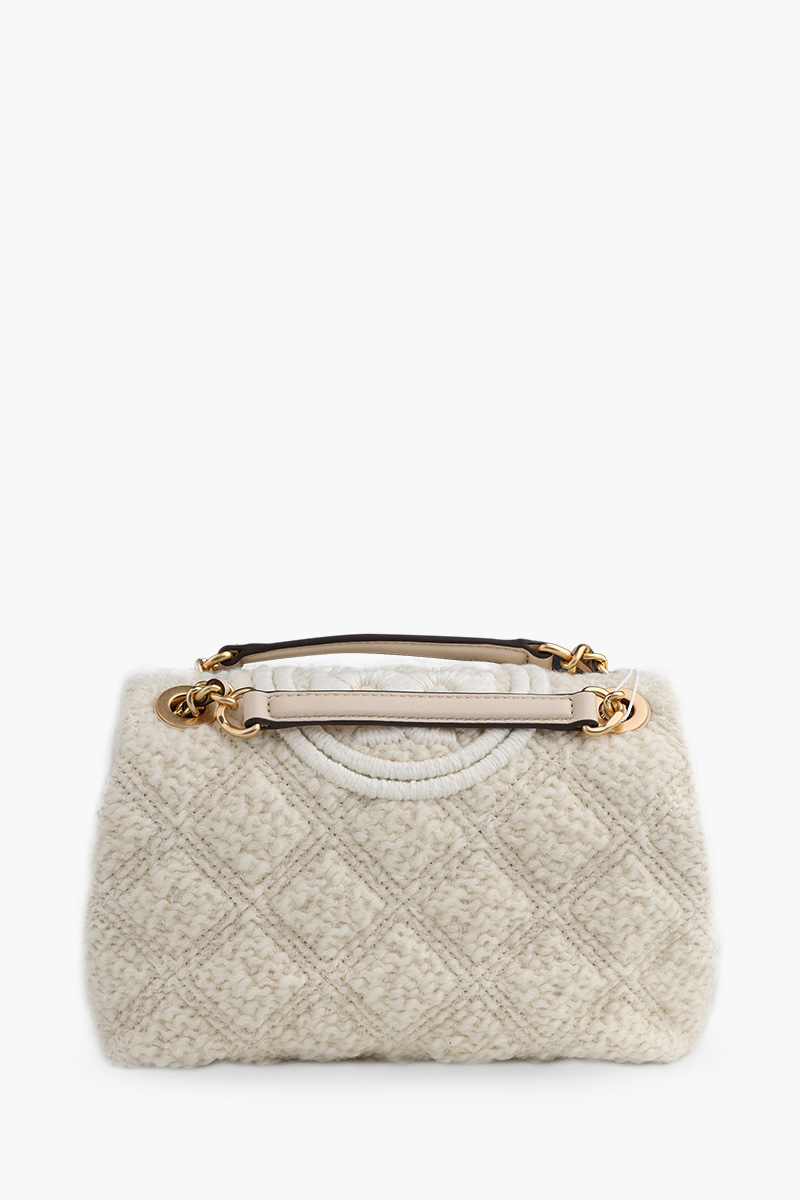 TORY BURCH Small Fleming Soft Convertible Boucle Shoulder Bag in New Cream 1