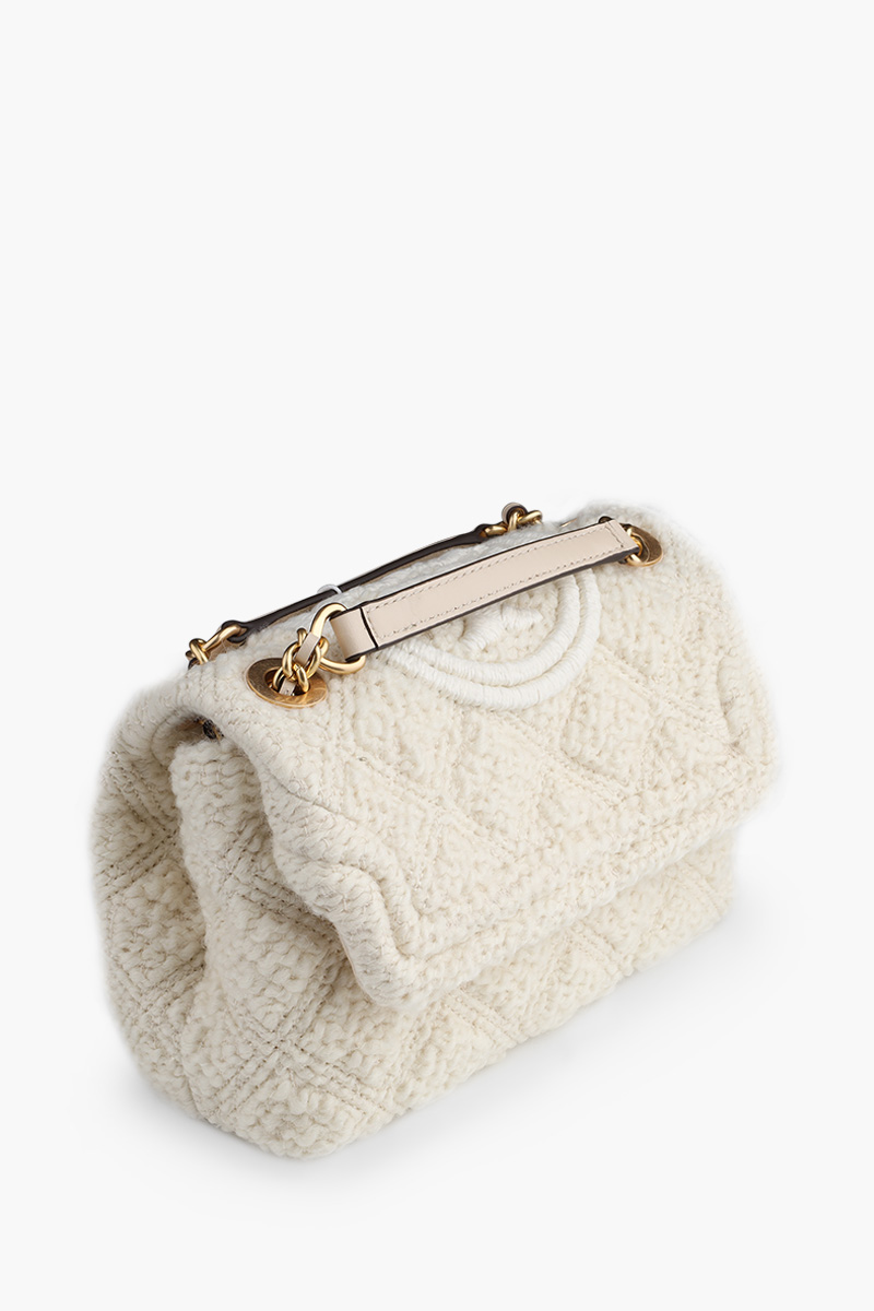 TORY BURCH Small Fleming Soft Convertible Boucle Shoulder Bag in New Cream 2