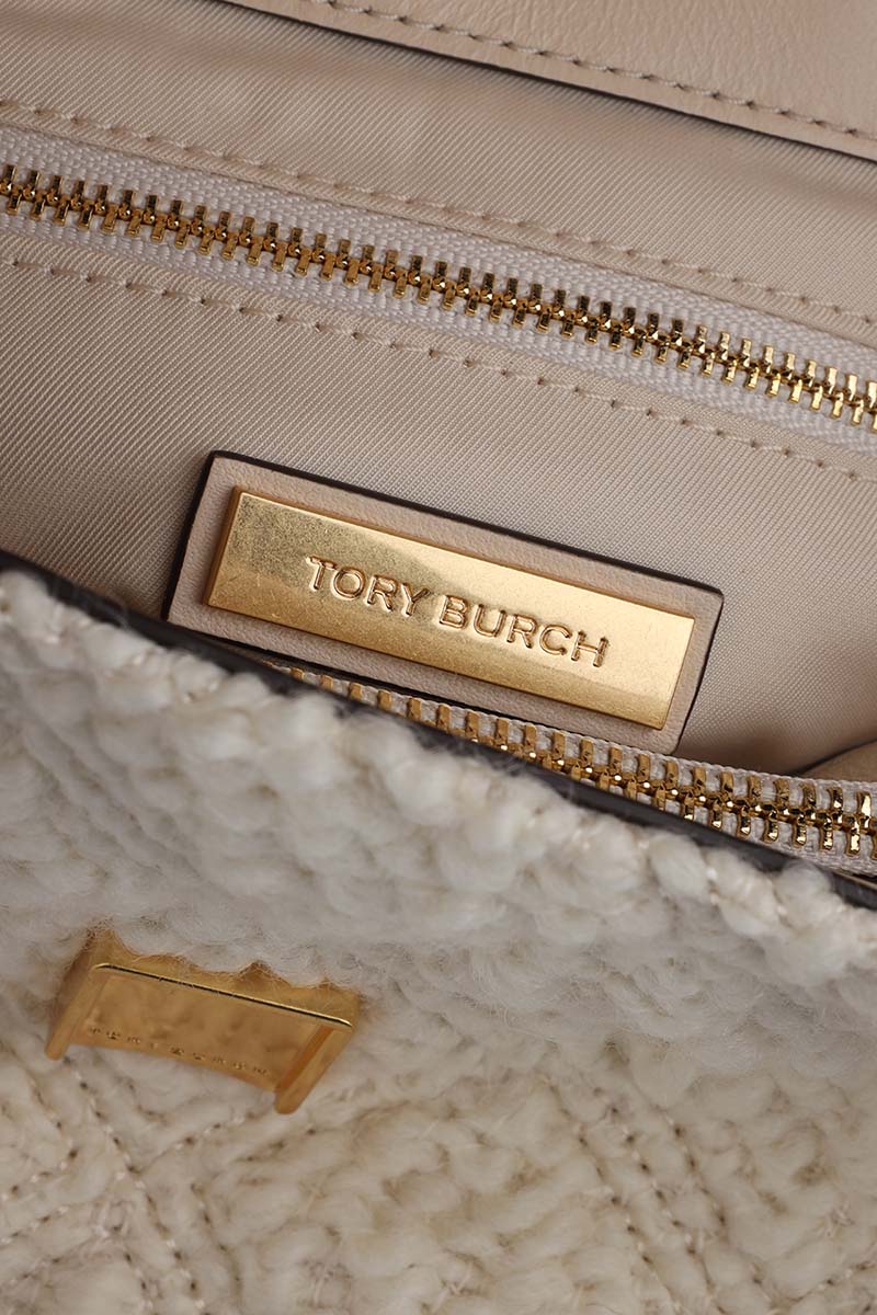 TORY BURCH Small Fleming Soft Convertible Boucle Shoulder Bag in New Cream 3