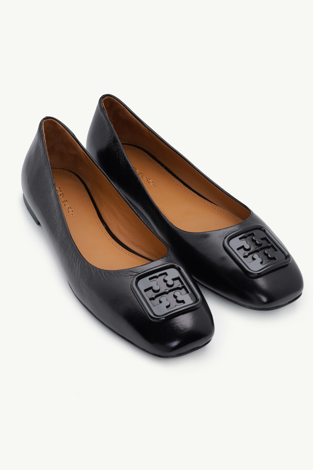 TORY BURCH Georgia Square-Toe Ballerina in Black 1