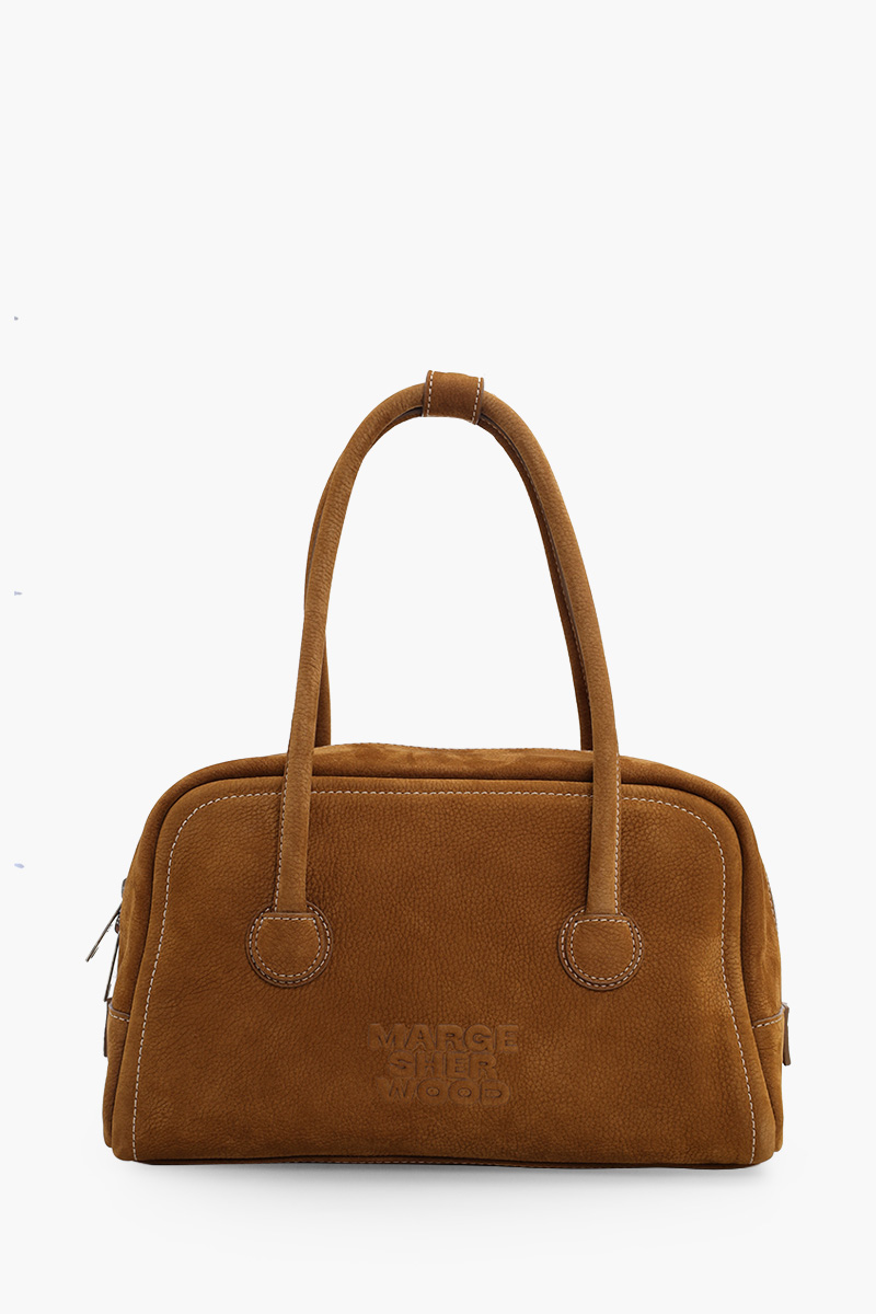 MARGE SHERWOOD Soft Tote Small Bag in Chestnut Nubuck Shrunken Grain Cow Leather 0