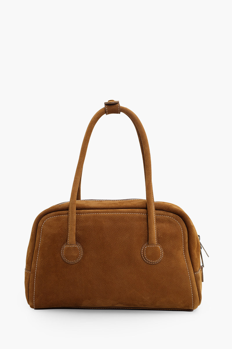MARGE SHERWOOD Soft Tote Small Bag in Chestnut Nubuck Shrunken Grain Cow Leather 1