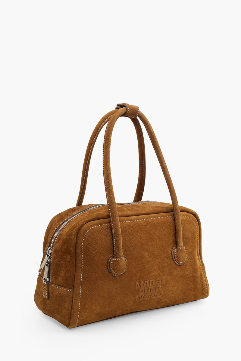 MARGE SHERWOOD Soft Tote Small Bag in Chestnut Nubuck Shrunken Grain Cow Leather 2