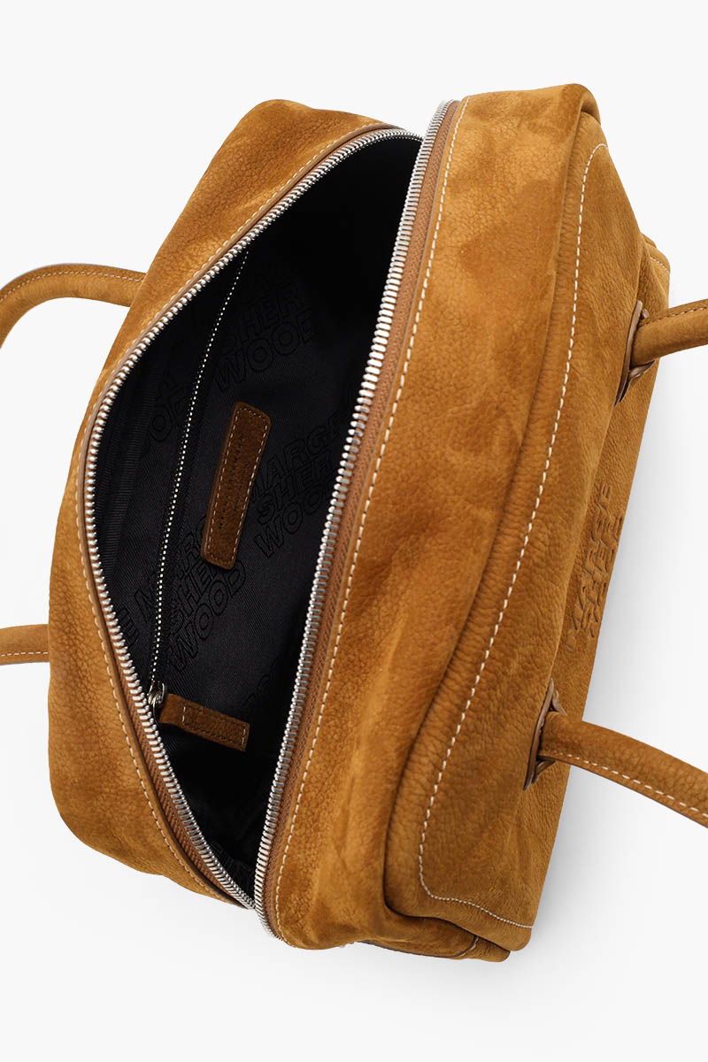 MARGE SHERWOOD Soft Tote Small Bag in Chestnut Nubuck Shrunken Grain Cow Leather 3
