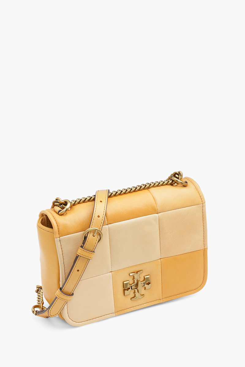 TORY BURCH Kira Patchwork Chain Shoulder Bag in Golden Straw Mix 2