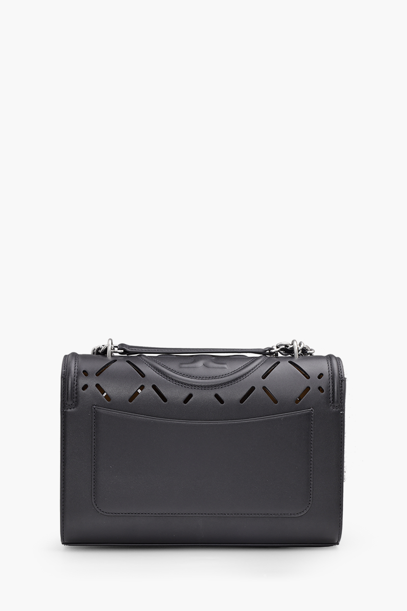 TORY BURCH Medium Fleming Diamond Perforated Convertible Shoulder Bag in Black 1