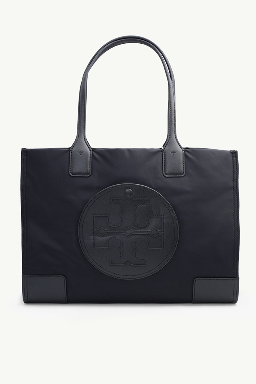 TORY BURCH Mini Ella Tote Bag in Black with Rolled Brass Hardware 0