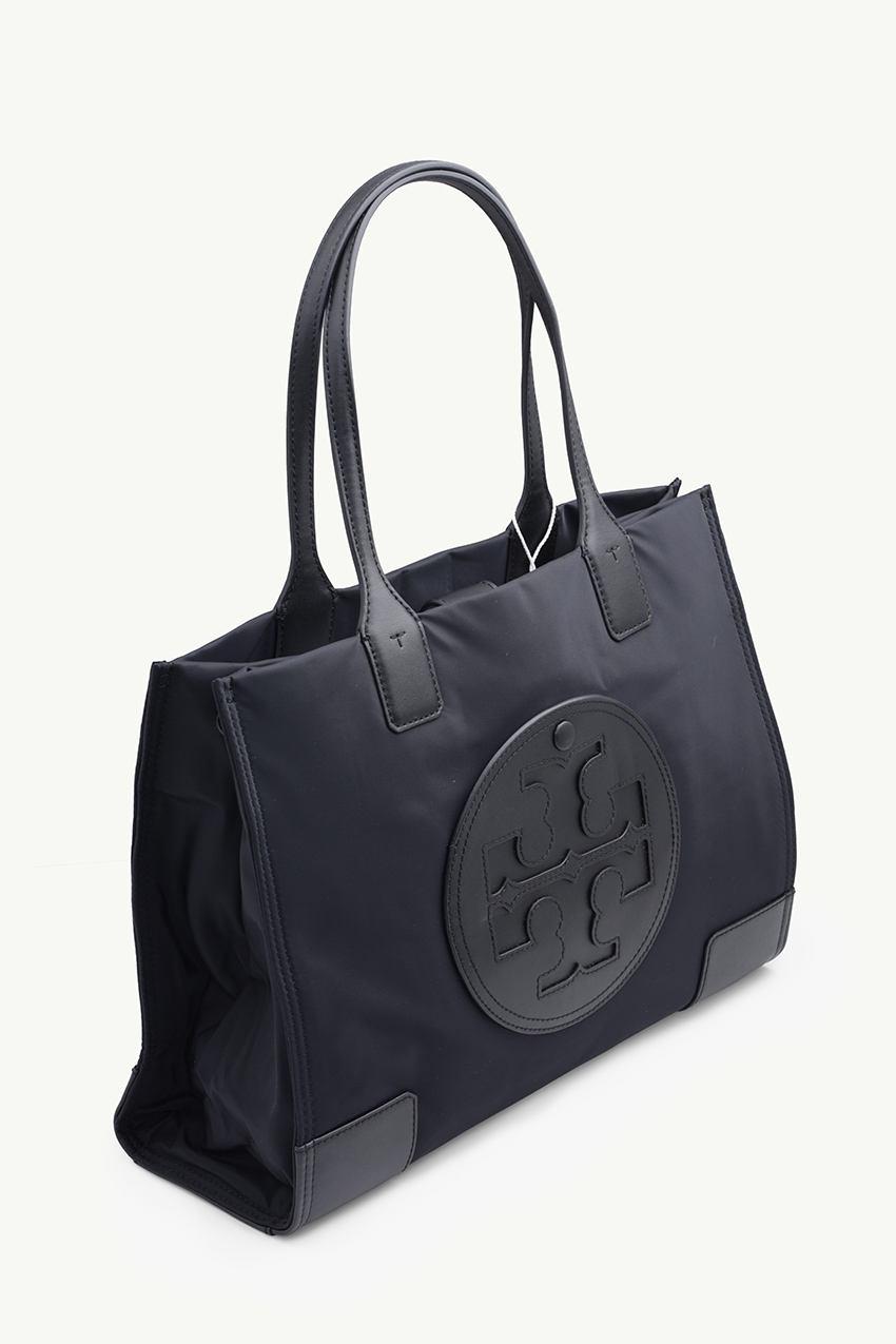 TORY BURCH Mini Ella Tote Bag in Black with Rolled Brass Hardware 2