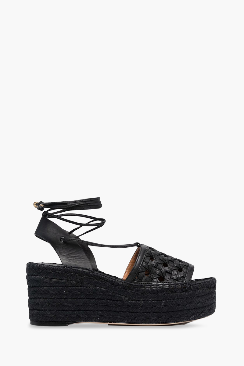TORY BURCH Women Basket-Weave Platform Espadrilles Sandals in Perfect Black 0