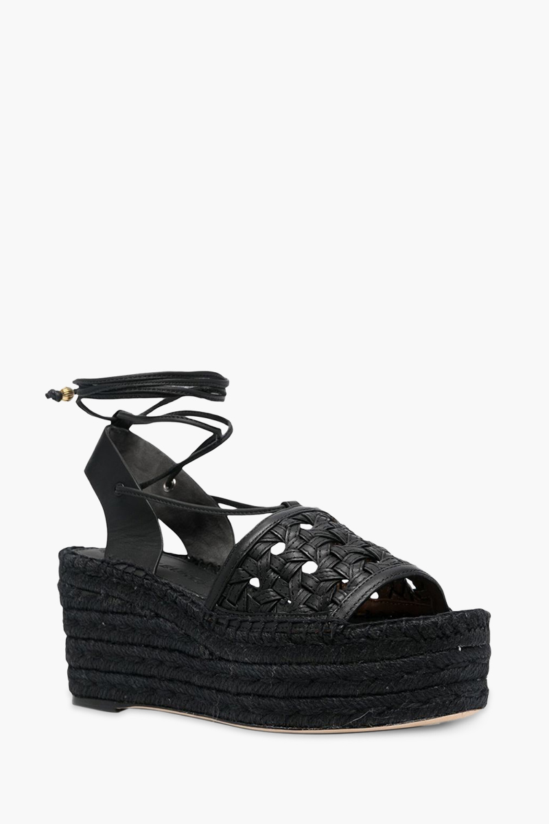 TORY BURCH Women Basket-Weave Platform Espadrilles Sandals in Perfect Black 1