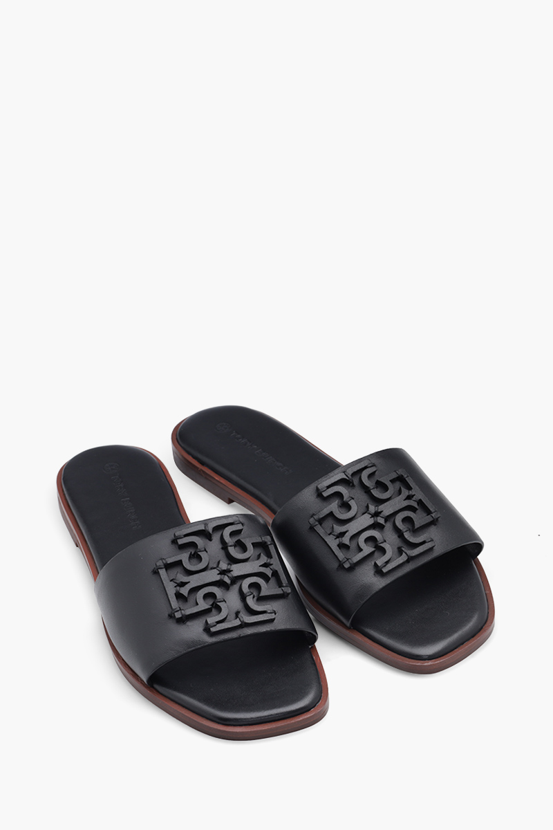 TORY BURCH Women Ines Slide Sandals in Perfect Black with Tonal Logo 1